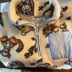 Disney Winnie the Pooh Fleece Jr Pullover 1.4 ZIP Sweatshirt NEW XXS